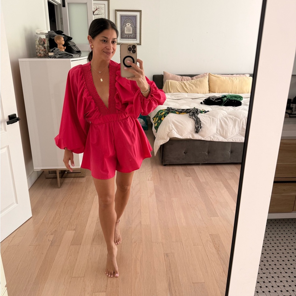 Vibrant Pink Long Sleeve Romper